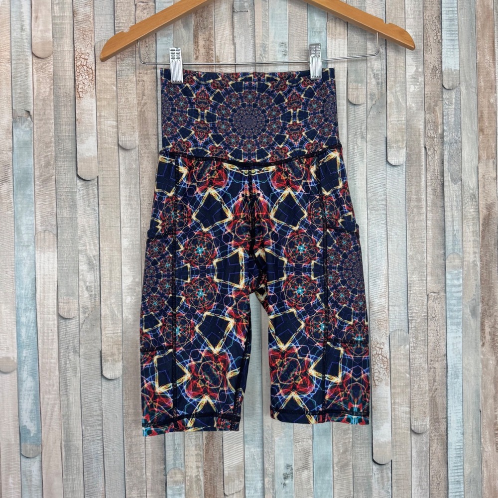 New Wolven S Moonlight Mandala Pocket Bike Shorts 10" High Waisted Yoga Tight
